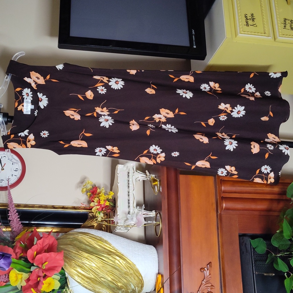 Studio I Floral Dress Brown and Orange Size 8